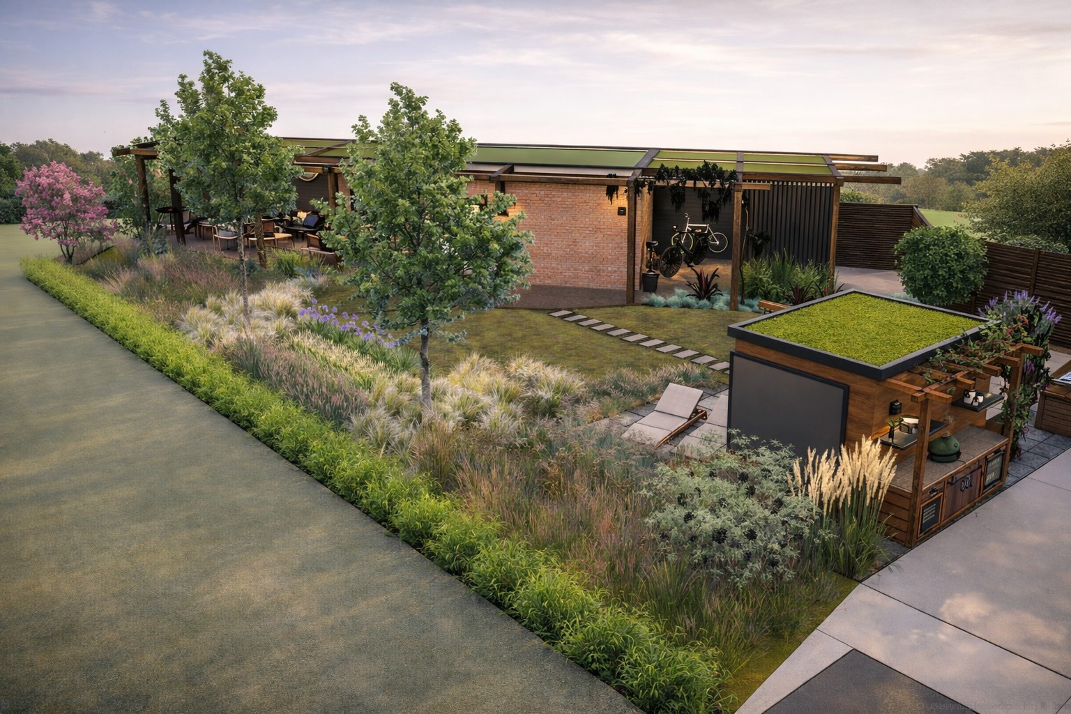 Ontwerptekening van een ecologische tuin